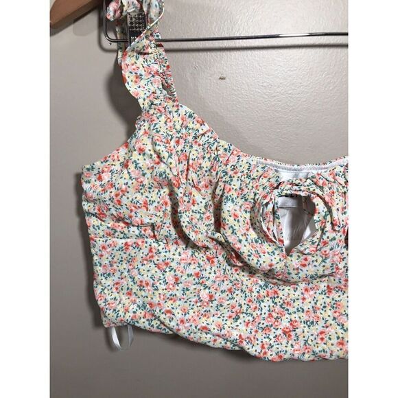 Hello Molly Floral Crop Top Womens 6 Medium Flutter Tank Festival Peasant Zip - Picture 4 of 7